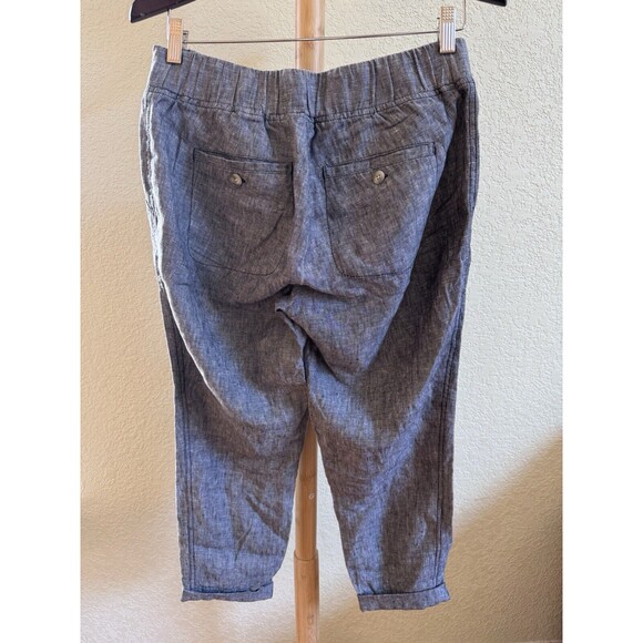Women’s ATHLETA 100% Linen Cropped Ankle Pants Gray Chambray  Sz 4 Causal Career - Picture 2 of 9